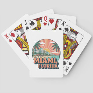 Baralho Arte de Viagem Vintage Miami Flórida Anos 80 Logo