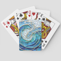 Arte em Mosaico do Mar de Ondas