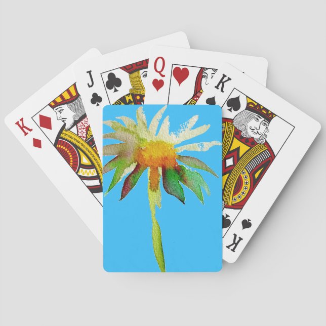 Baralho Arte moderna da flor azul Daisy (Verso)