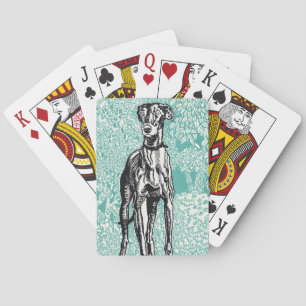 Baralho Arte Vintage de Moriz Jung Greyhound Fundo Azul