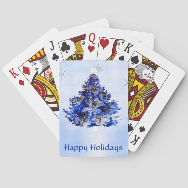 Baralho árvore de natal azul (Verso)