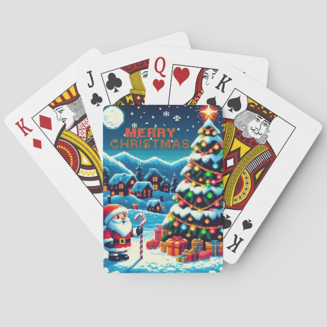 Baralho Árvore de Natal de 8 bits e Papais noeis (Verso)