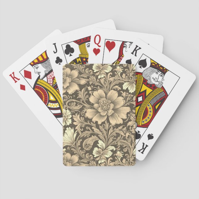 Baralho Awesome Vintage Sepia Floral Pattern  (Verso)