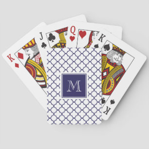 Baralho Azuis marinhos, Quatrefoil branco   seu monograma