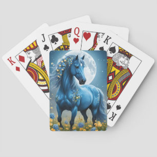 Baralho Azul Fantasia Flores de Lua de Cavalo Mágico,