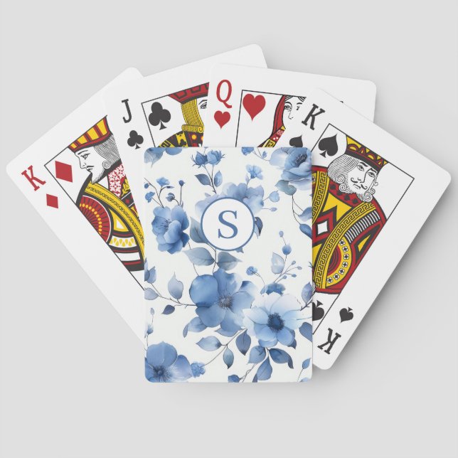 Baralho Azul Floral Personalizado  (Verso)