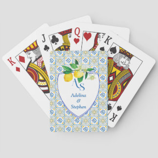 Baralho Azulejos do Mediterrâneo Azul Itália Crest Lemon W