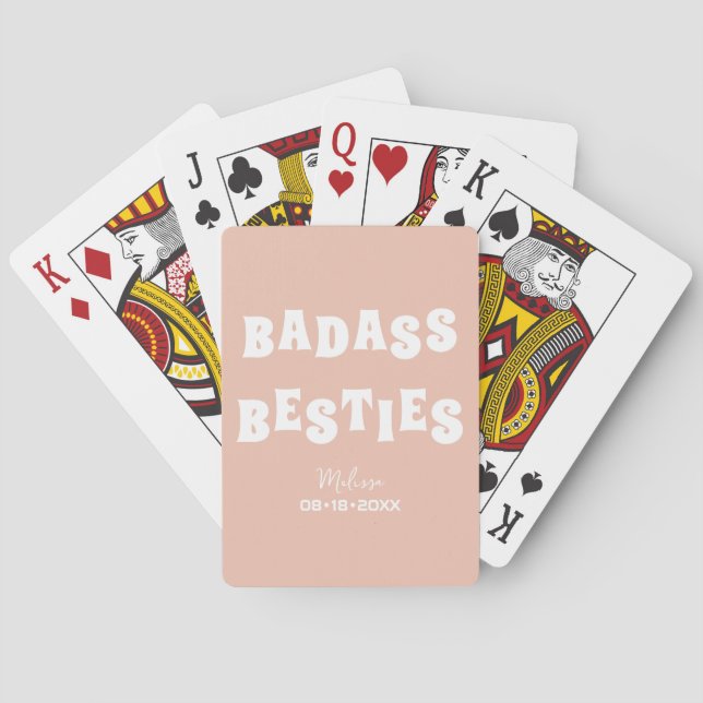 Baralho Badass Besties Engraçado Bridesmaid Favorece o dom (Verso)