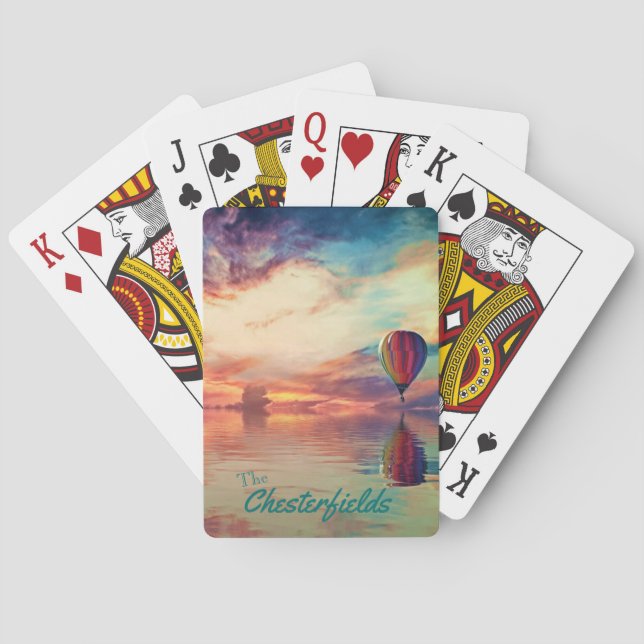 Baralho Balão de Ar Quente Seu Nome Cartões Clássicos (Verso)