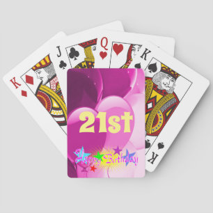 Baralho Balões aniversário de 21 anos cor-de-rosa felizes
