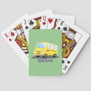 Baralho Banda branca e feliz de ônibus escolar amarelo