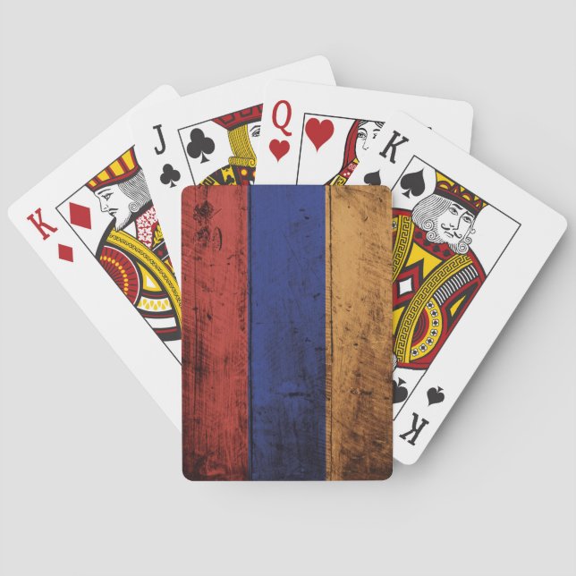 Baralho Bandeira de Arménia na grão de madeira velha (Verso)