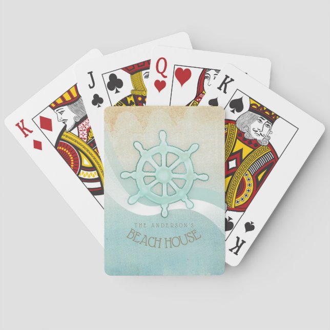 Baralho Beach House Náutica Boat Helm Aqua Blue ID623 (Verso)