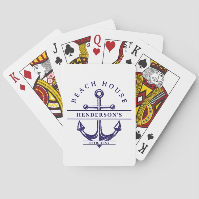 Baralho Beach House Nautical Anchor Blue (Verso)