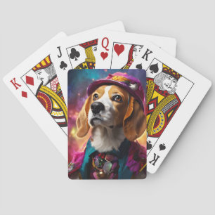 Baralho Beagle em um chapéu rosa