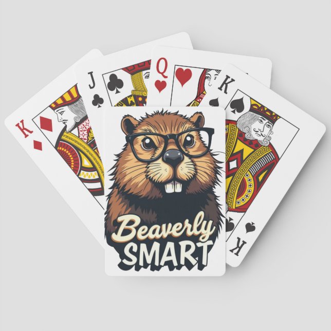 Baralho Beaverly Smart - Castor Engraçado com Gráfico de Ó (Verso)