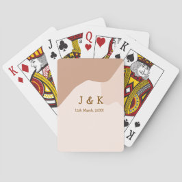 Baralho Beige boho curvy orange wedding name date