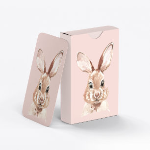 Baralho Beleza Moderna Pastel Pink Watercolor Bunny Lovely