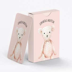 Baralho Beleza Moderna Urso Rosa Rosa Rosa Pink com Nome