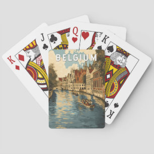 Baralho Bélgica Ilustração Viagem Art Vintage