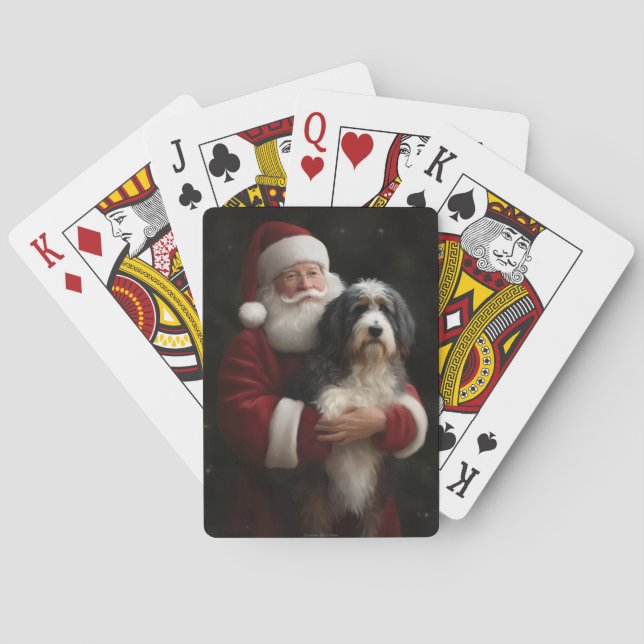 Baralho Bernedoodle com Papai Noel Natal Festivo (Verso)