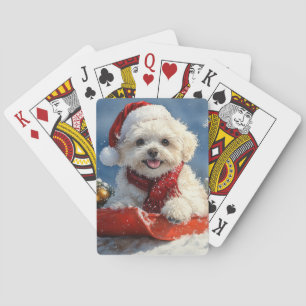 Baralho Bichon Frise Dog Sledge Deixe-o nevar no Natal