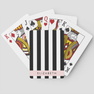 Baralho Black and White Stripes, Stripes, Linhas, Seu Nome