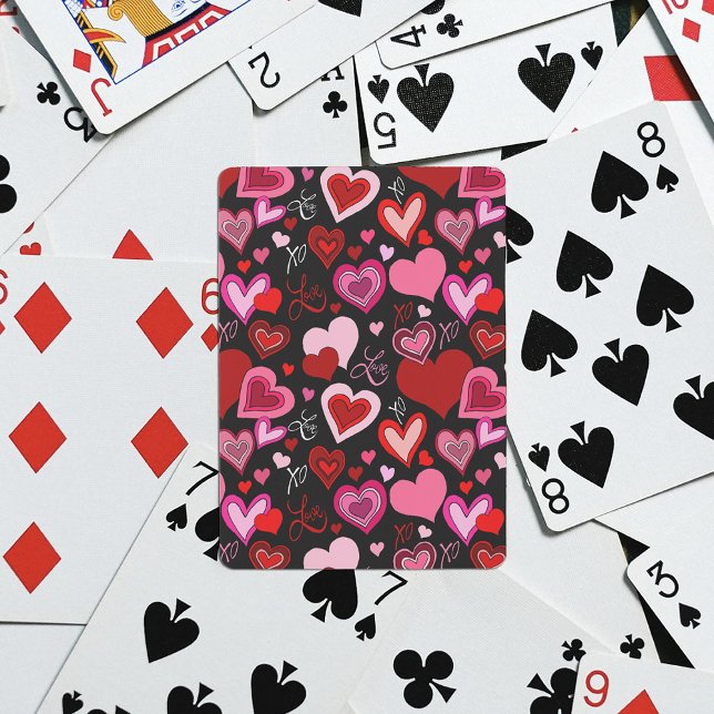Baralho Black Pink Red Hearts Love Pattern (Criador carregado)