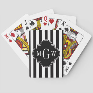 Baralho Black White Stripe Black Quatrefoil 3 Monograma