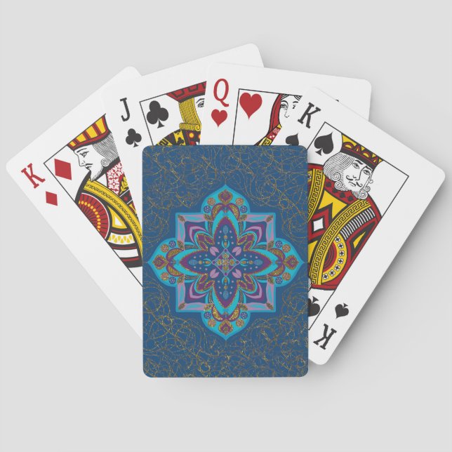 Baralho Blue and Gold Mandala Playing Cards (Verso)