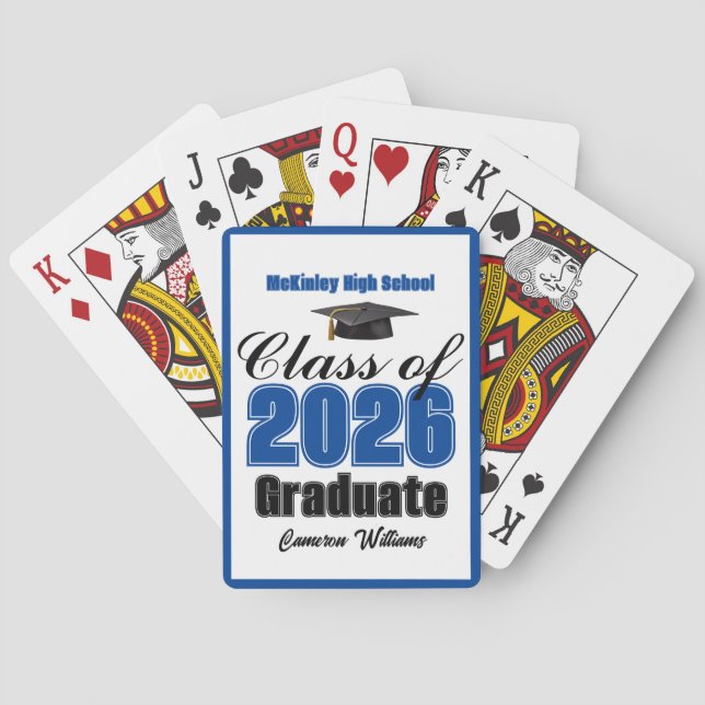 Baralho Blue Class of 2026 Custom Graduation Party (Verso)