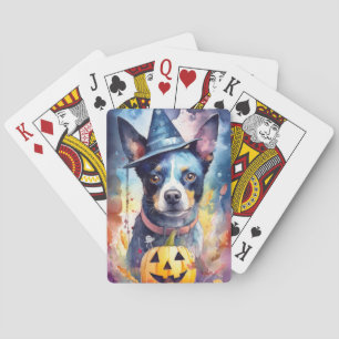 Baralho Blue Heeler de Halloween com Abóboras Assustadoras
