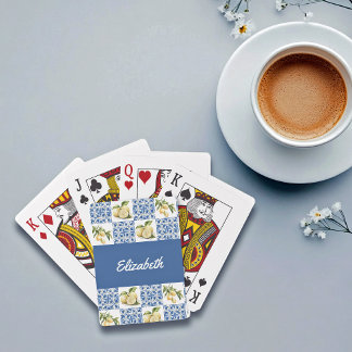 Baralho Blue Tile French Country Lemon Custom Name