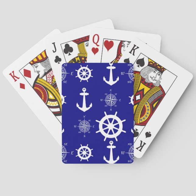 Baralho Blue White Nautical Coastal Boating (Verso)