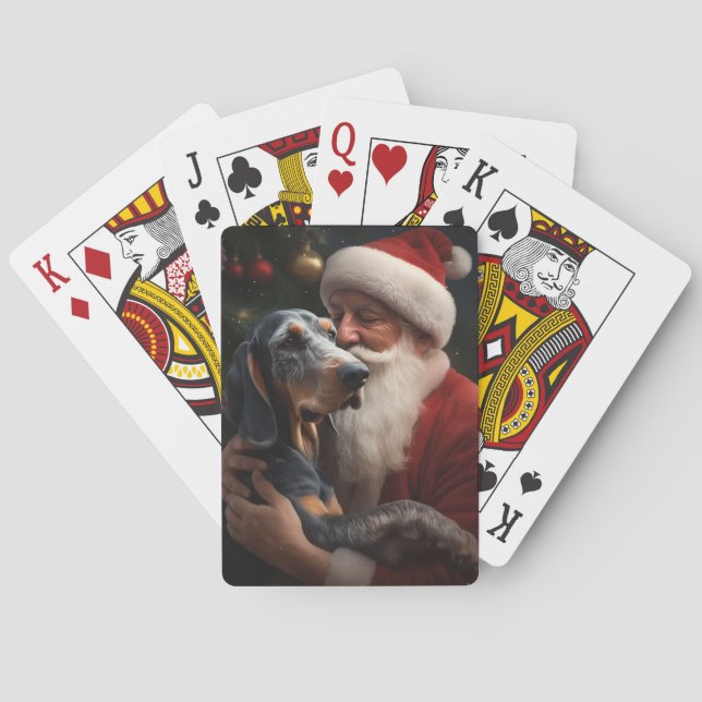 Baralho Bluetick Coonhound Com Papai Noel Natal (Verso)