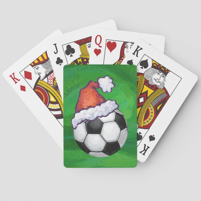 Baralho Bola de Futebol Santa Hat em Verde (Verso)