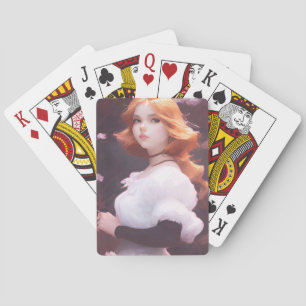 Baralho Bonita Menina Entre Retrato De Flores Rosa