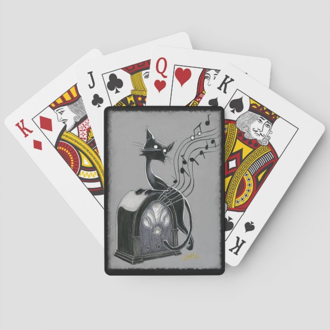 Baralho Boo Gatinho ouve músicas tocando cartas (Verso)