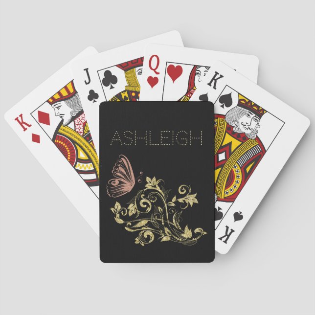 Baralho Borboleta Minigráfica Dourada e Rosa Personalizada (Verso)