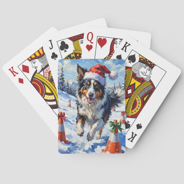 Baralho Border Collie Dog Christmas Snow Agility Fun (Verso)