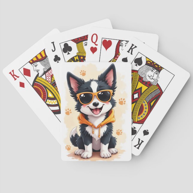 Baralho Border Collie Kawaii Engraçado (Verso)