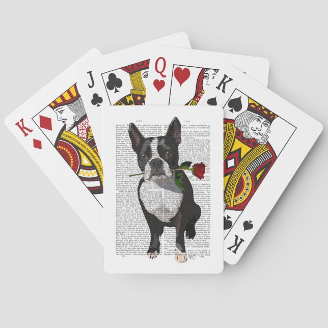 Baralho Boston Terrier com Rosa em Boca (Verso)