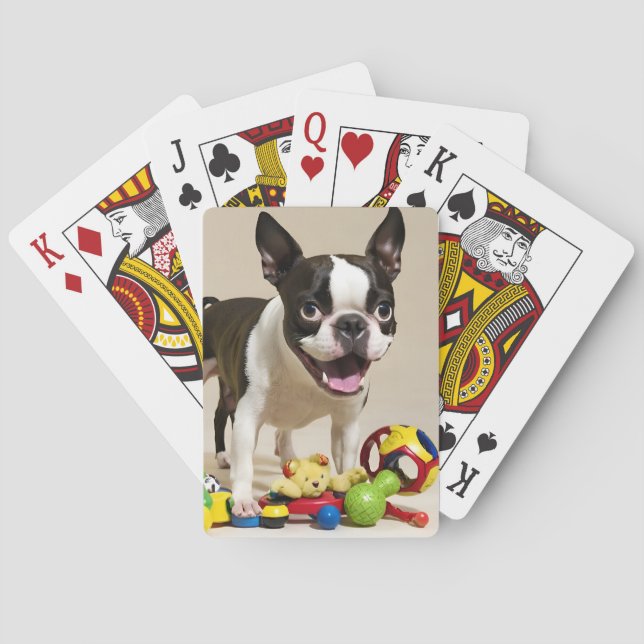 Baralho Boston Terrier Dog Brincando com Brinquedos (Verso)