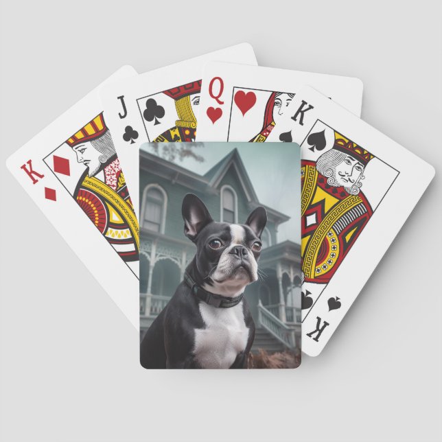 Baralho Boston Terrier Halloween Scary (Verso)