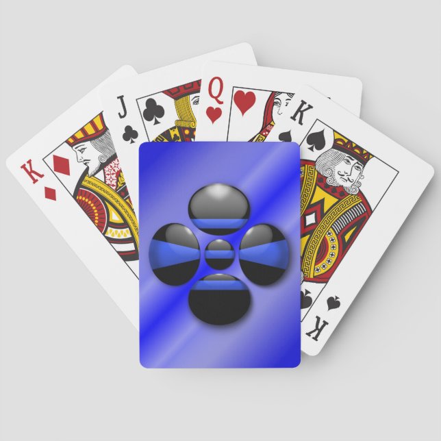 Baralho Botão do Shamrock de linha azul fina (Verso)