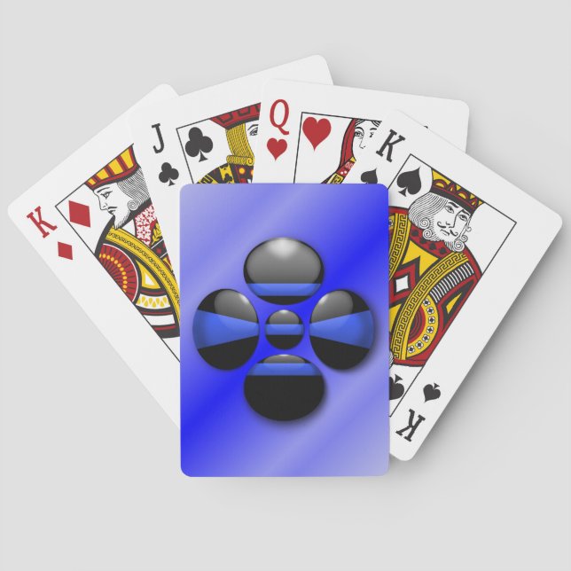 Baralho Botão do Shamrock de linha azul fina (Verso)