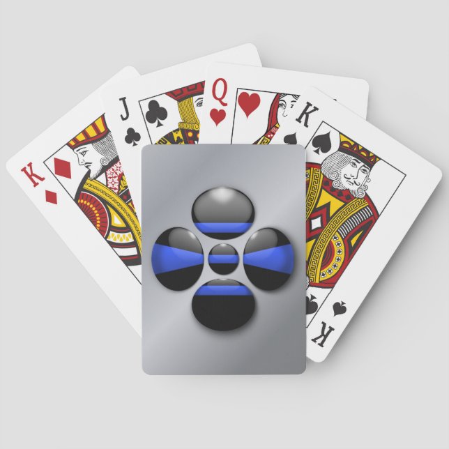 Baralho Botão do Shamrock de linha azul fina (Verso)