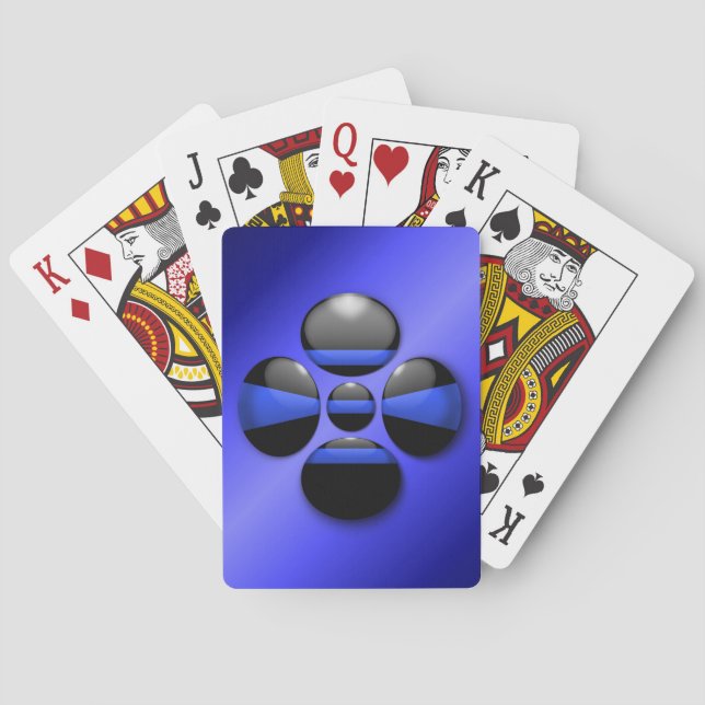 Baralho Botão do Shamrock de linha azul fina (Verso)