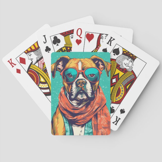 Baralho Boxer Dog Pop Art - Amantes de Cachorro Divertidos (Verso)