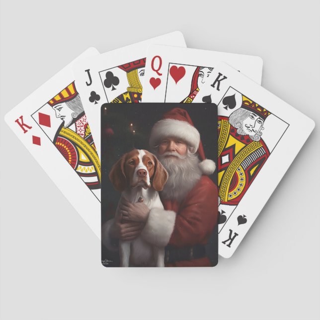 Baralho Brittany Spaniel Com Papai Noel Natal (Verso)